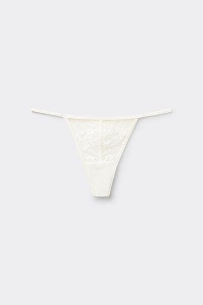 Ivory Ethereal Embrace Side Straps Thong, Powder White, large image number 3