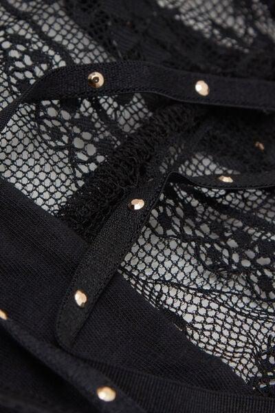 Black Flirt Fearlessly Side Straps Thong, Black, large image number 3