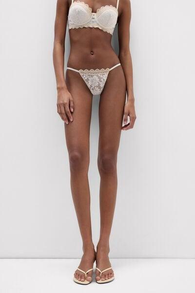 Beige Midsummer Dream Side Straps Thong, 5601_118K, large image number 1