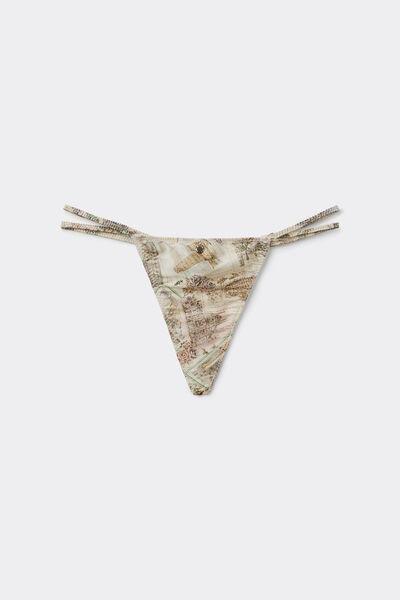 Beige La Dolce Vita Side Straps Silk Thong, 5601_199K, large image number 3