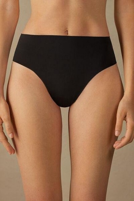 Intimissimi - Black High-Waisted Thong Ultralight Microfibre