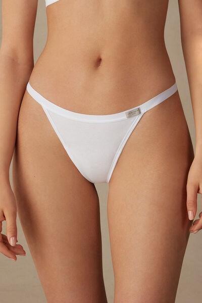 Intimissimi White Cotton Thong With Side Straps