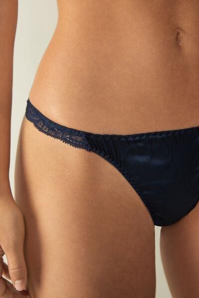 Blue Silk And Lace G-String, , large image number 1