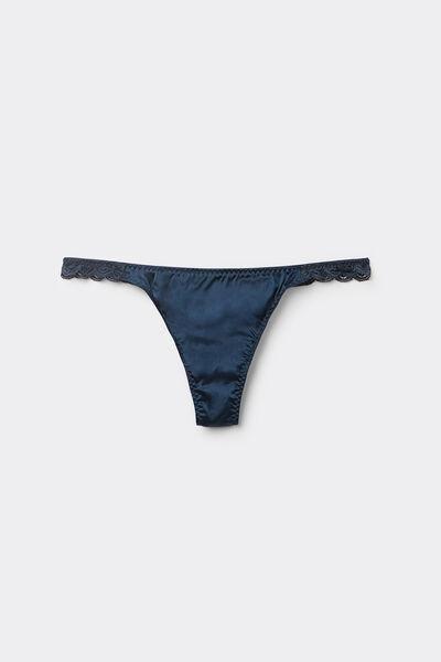 Blue Silk And Lace G-String, Intense Blue, large image number 3