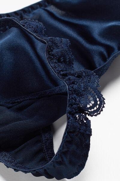 Blue Silk And Lace G-String, Intense Blue, large image number 4