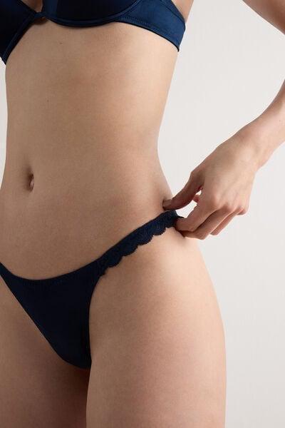 Blue Silk And Lace G-String, Intense Blue, large image number 5