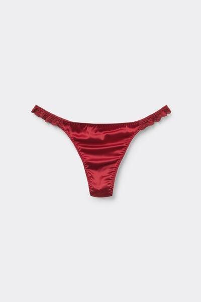 Red Side Embellished Silk And Lace G-String, Red, large image number 2