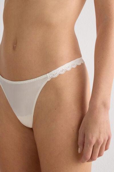 White Silk And Lace G-String, Powder White, large image number 10