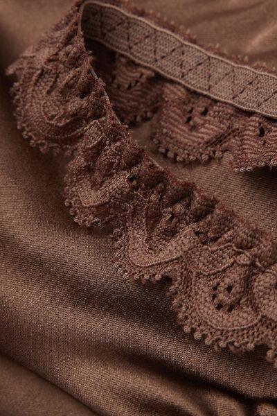 Caramel Side Embellished Silk And Lace G-String, Brown Mocha, large image number 4