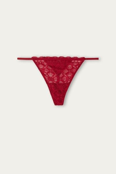 Red Lace Thong With Side Straps, , large image number 2