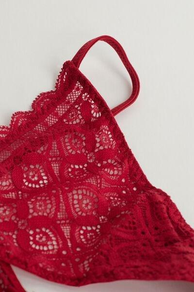 Red Lace Thong With Side Straps, , large image number 4