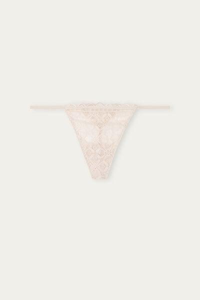 White Side Strap Lace G-String, Silk, large image number 3