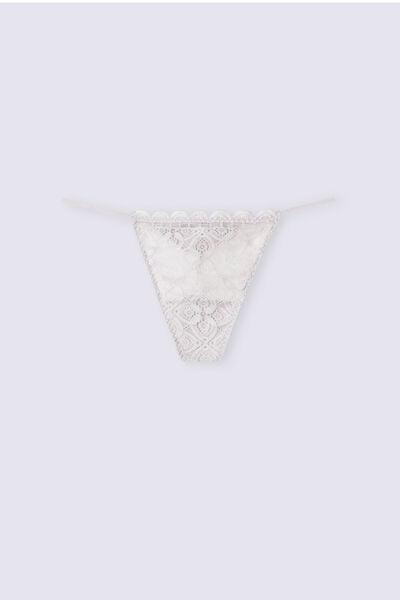 Grey Side Straps Lace Thong, 5601_347J, large image number 3