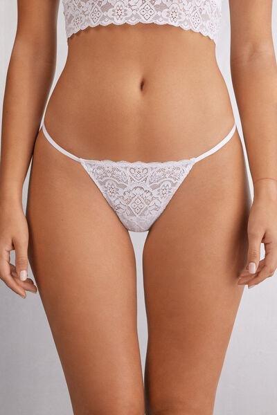 White Lace Thong With Side Straps, , large image number 0