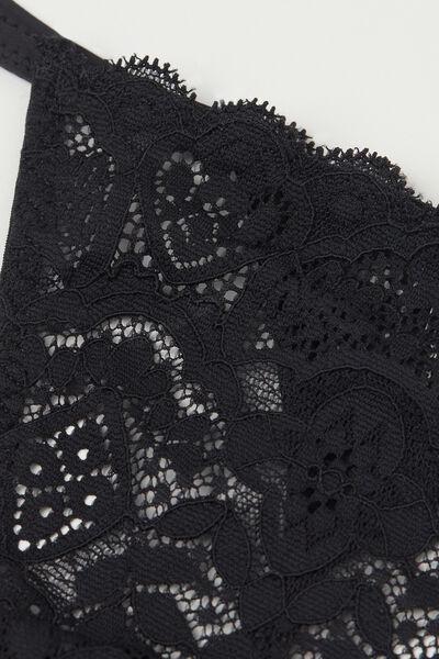 Black Side Straps Lace Thong, , large image number 3