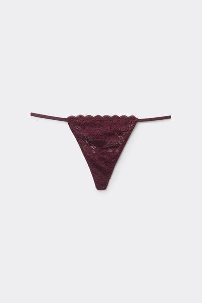 Burgundy Lace Thong With Side Straps, 5601_028K, large image number 3