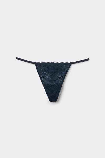 Navy Side Straps Lace Thong, Intense Blue, large image number 5