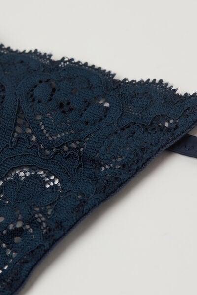 Navy Side Straps Lace Thong, Intense Blue, large image number 6