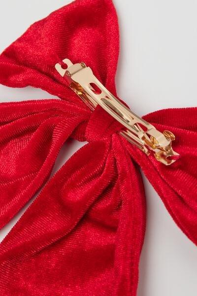 Red Clip Velvet Hair Bow, 5701_873V, large image number 2