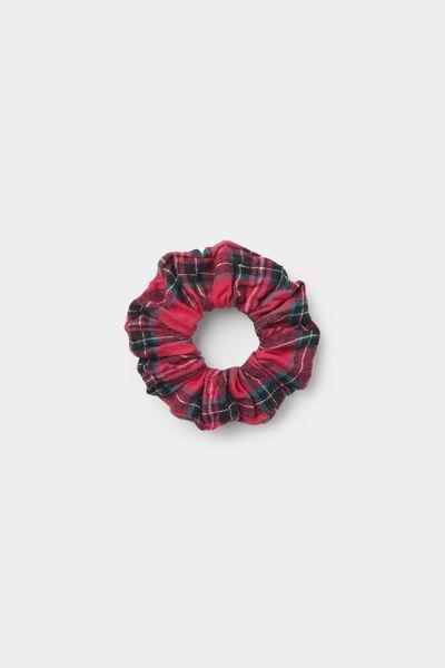 Red Check-Print Flannel Hair Elastic, 5701_917Y, medium
