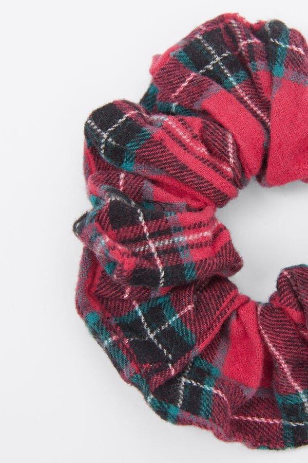 Red Check-Print Flannel Hair Elastic, 5701_917Y, large image number 1