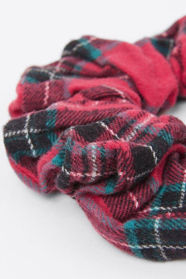 Red Check-Print Flannel Hair Elastic, 5701_917Y, large image number 2