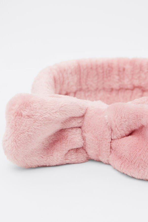 Pink Bow-Detail Fleece Hair Band, 5701_053Z, medium