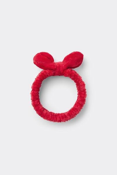 Red Bow-Detail Fleece Hair Band, 5701_873V, medium