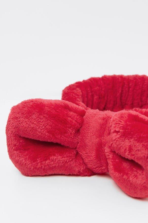 Red Bow-Detail Fleece Hair Band, 5701_873V, large image number 1