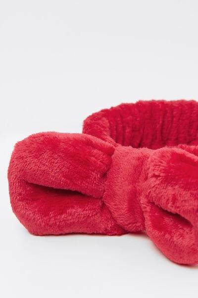 Red Bow-Detail Fleece Hair Band, 5701_873V, large image number 4