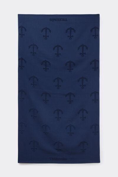 Navy Devore Terry Cotton Beach Towel, 5701_563Z, large image number 0