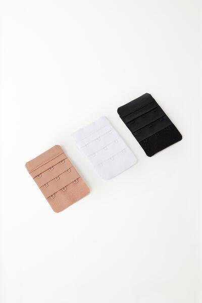 Multicolour Blush Bra Back Extenders, White/black/natural Blush, large image number 0