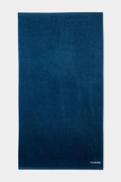 Blue Plain Colour Terry Cotton Beach Towel, , large image number 1