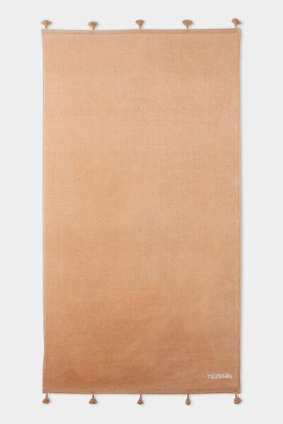 Nude Terry Cotton Tassles Beach Towel, , large image number 1