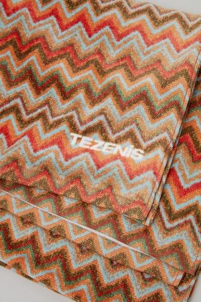 Brown Chevron Print Terry Cotton Beach Towel, 5701_298Z, large image number 2