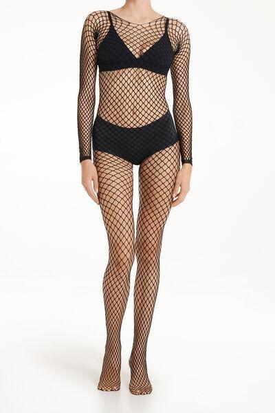 Tezenis - Black Long Mesh Bodysuit