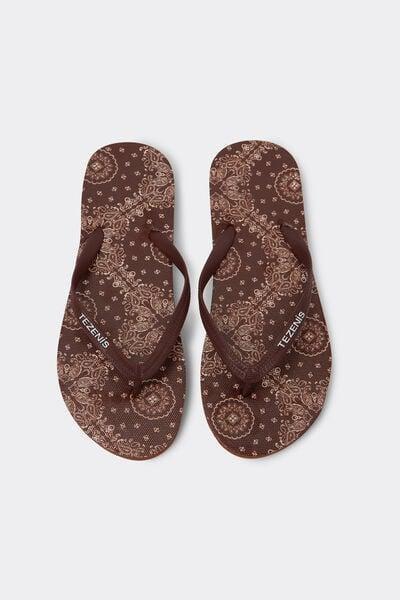 White Bandana Print Flip Flops, 5701_297Z, large image number 0