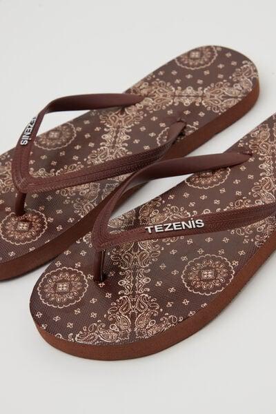 White Bandana Print Flip Flops, 5701_297Z, large image number 1