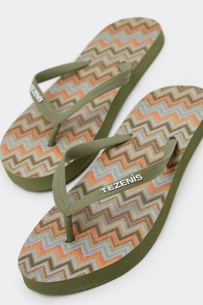 Beige Chevron Print Flip Flops, 5701_298Z, large image number 1