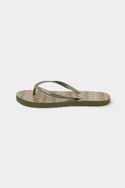 Beige Chevron Print Flip Flops, 5701_298Z, large image number 2