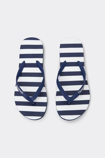 Navy Patterned Flip Flops, 5701_300Z, large image number 0