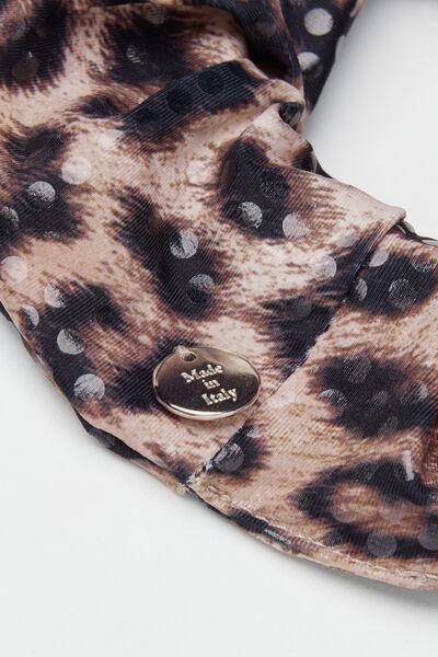 Black Animal Print Patterned Scrunchie Hair Elastic, 5701_299Z, large image number 1