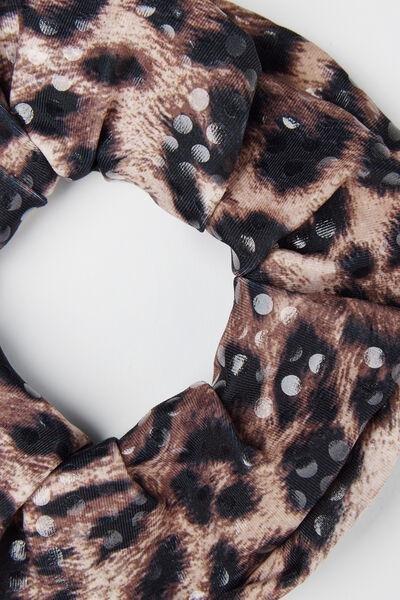 Black Animal Print Patterned Scrunchie Hair Elastic, 5701_299Z, large image number 2