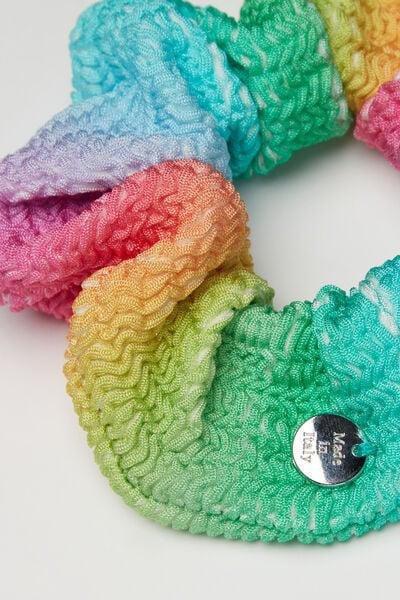 Multicolour Patterned Scrunchie Hair Elastic, 5701_777Y, large image number 1