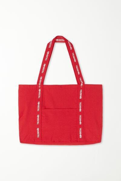 Red Maxi Canvas Beach Bag, , large image number 1