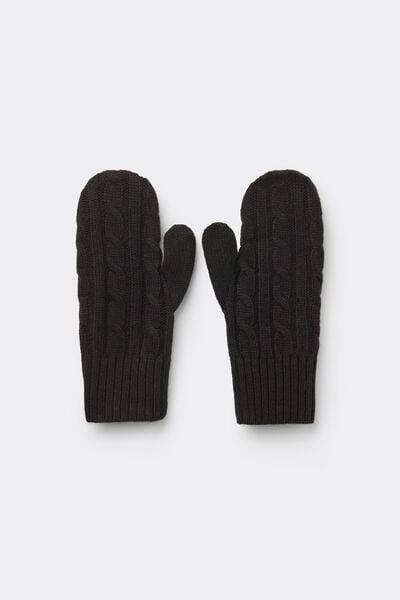 Black Muffle Embroidered Acrylic Gloves, Black, large image number 0