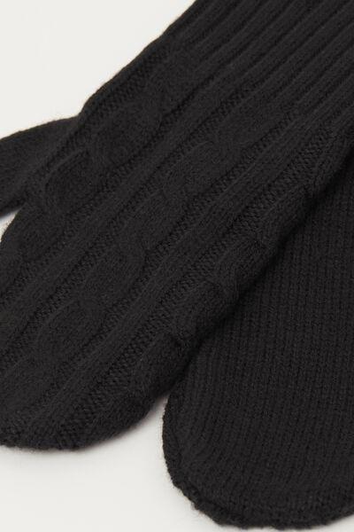 Black Muffle Embroidered Acrylic Gloves, Black, large image number 1