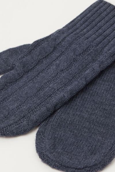 Navy Muffle Embroidered Acrylic Gloves, 5701_159Z, medium