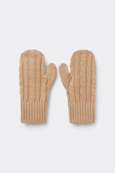 Beige Muffle Embroidered Acrylic Gloves, 5701_160Z, large image number 0