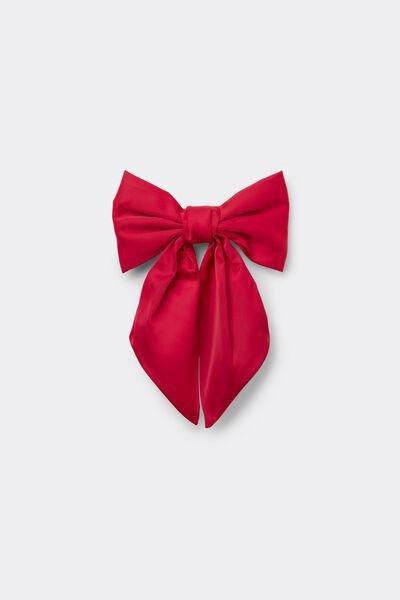 Red Bow-Shaped Satin Hair Clip, 5701_873V, large image number 0